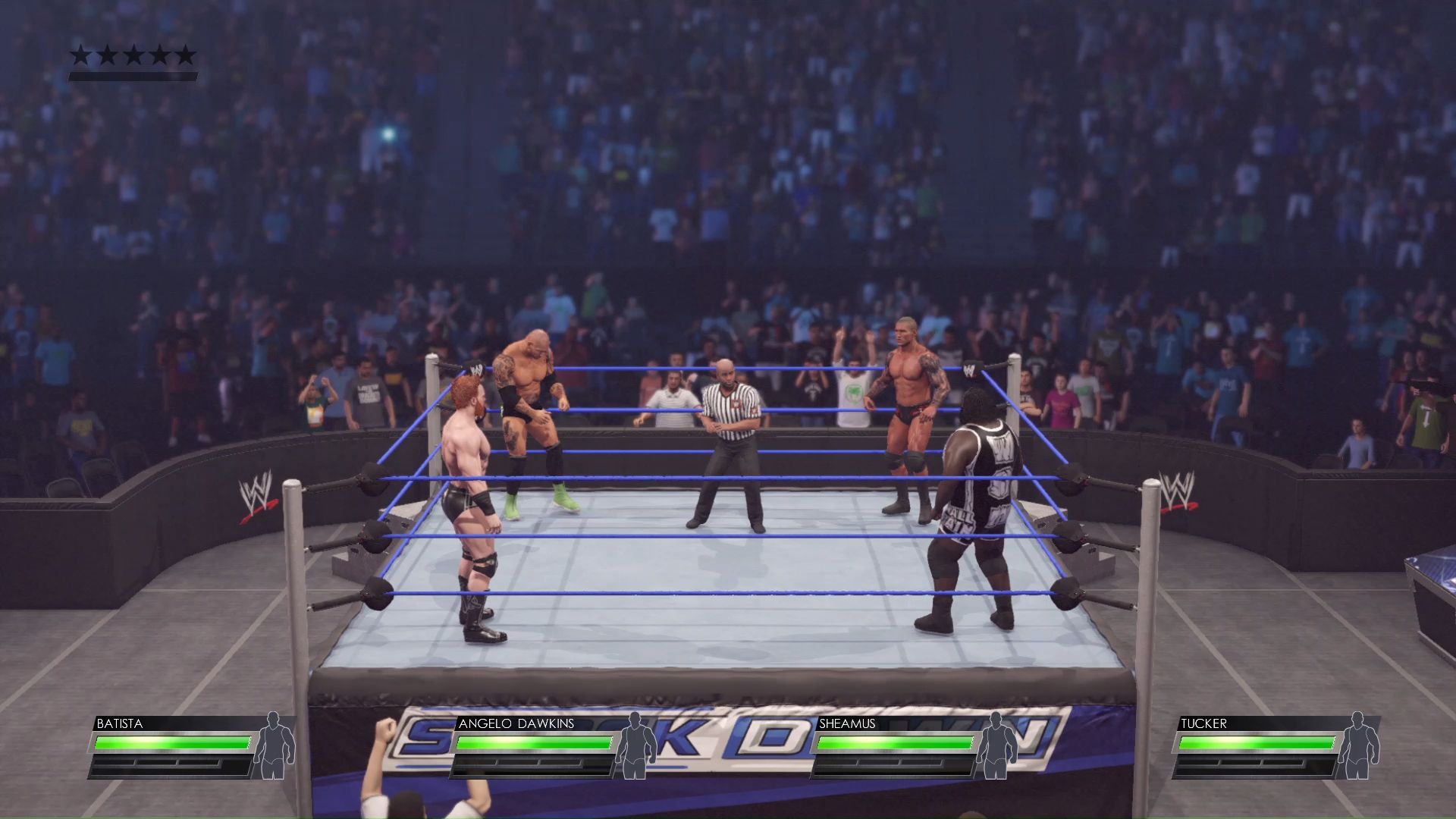 wwe2k22 大白巴蒂兰迪马克亨利四重威胁赛