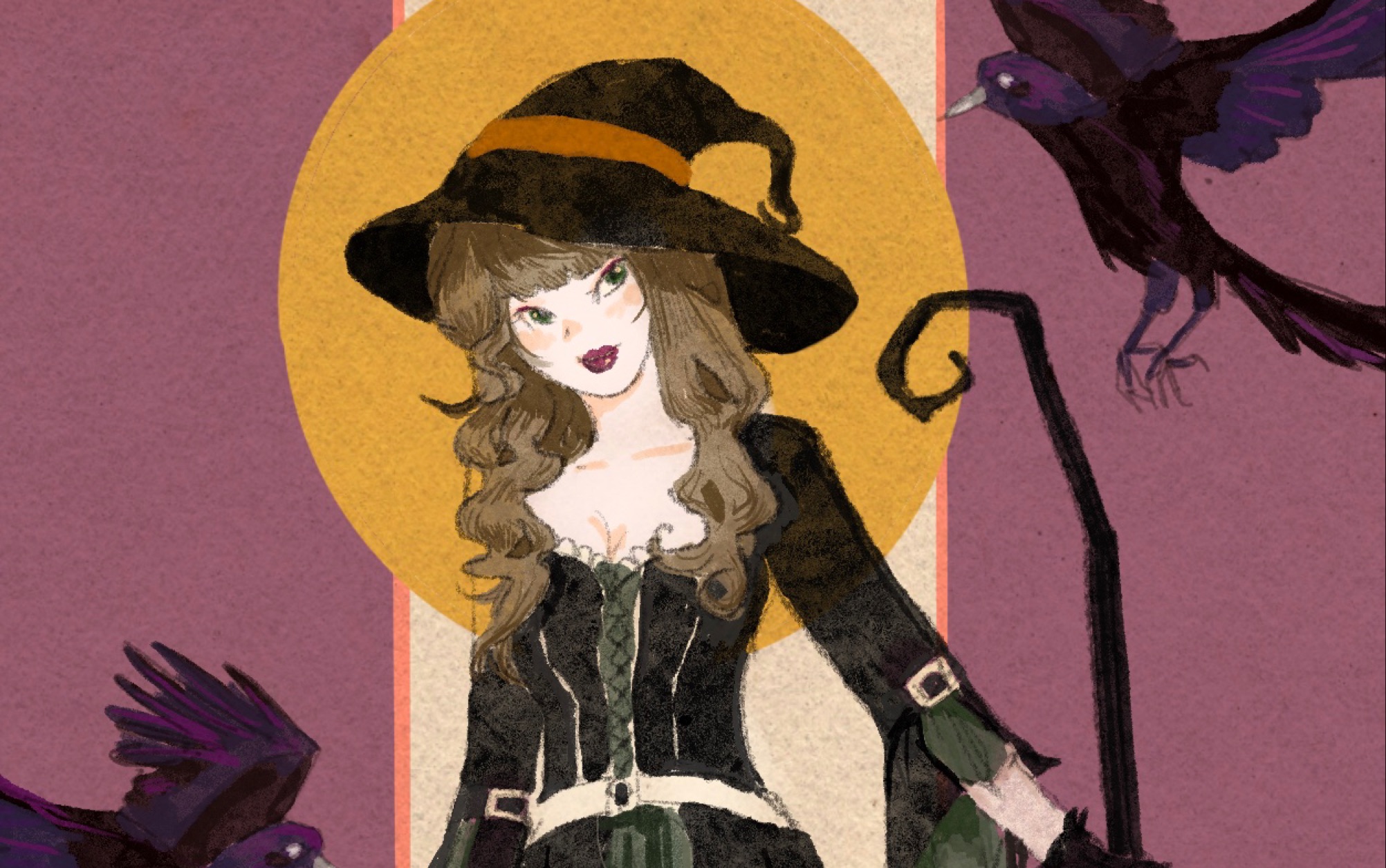 【ipad绘画过程】可爱黑女巫和她的奶牛猫~bgm:谋杀歌谣