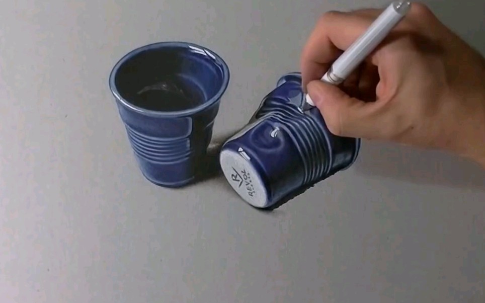彩铅高阶教程|3d超写实立体水杯绘制从零开始学彩铅 #100天打卡计划