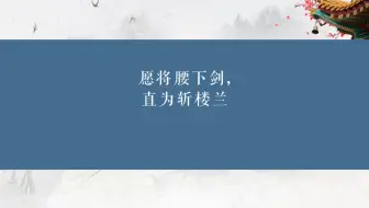 愿为腰下剑，只为斩楼兰。