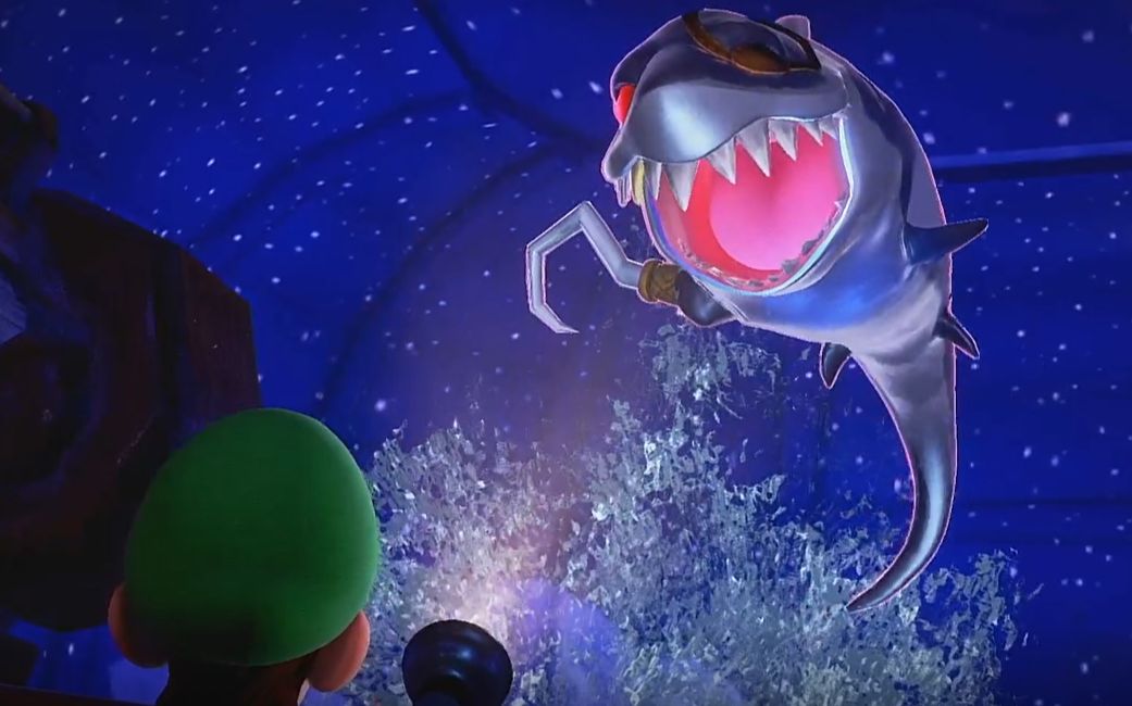switch游戏《路易吉洋馆3》第12层boss战——路易吉对战大鲨鱼