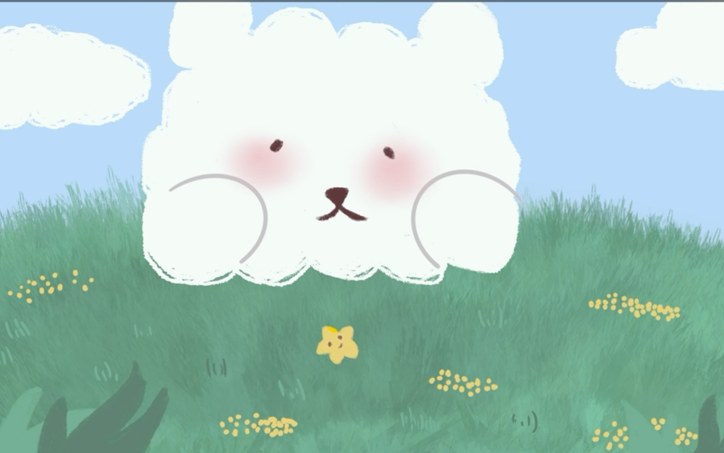 可爱的云朵小熊一起来画吧