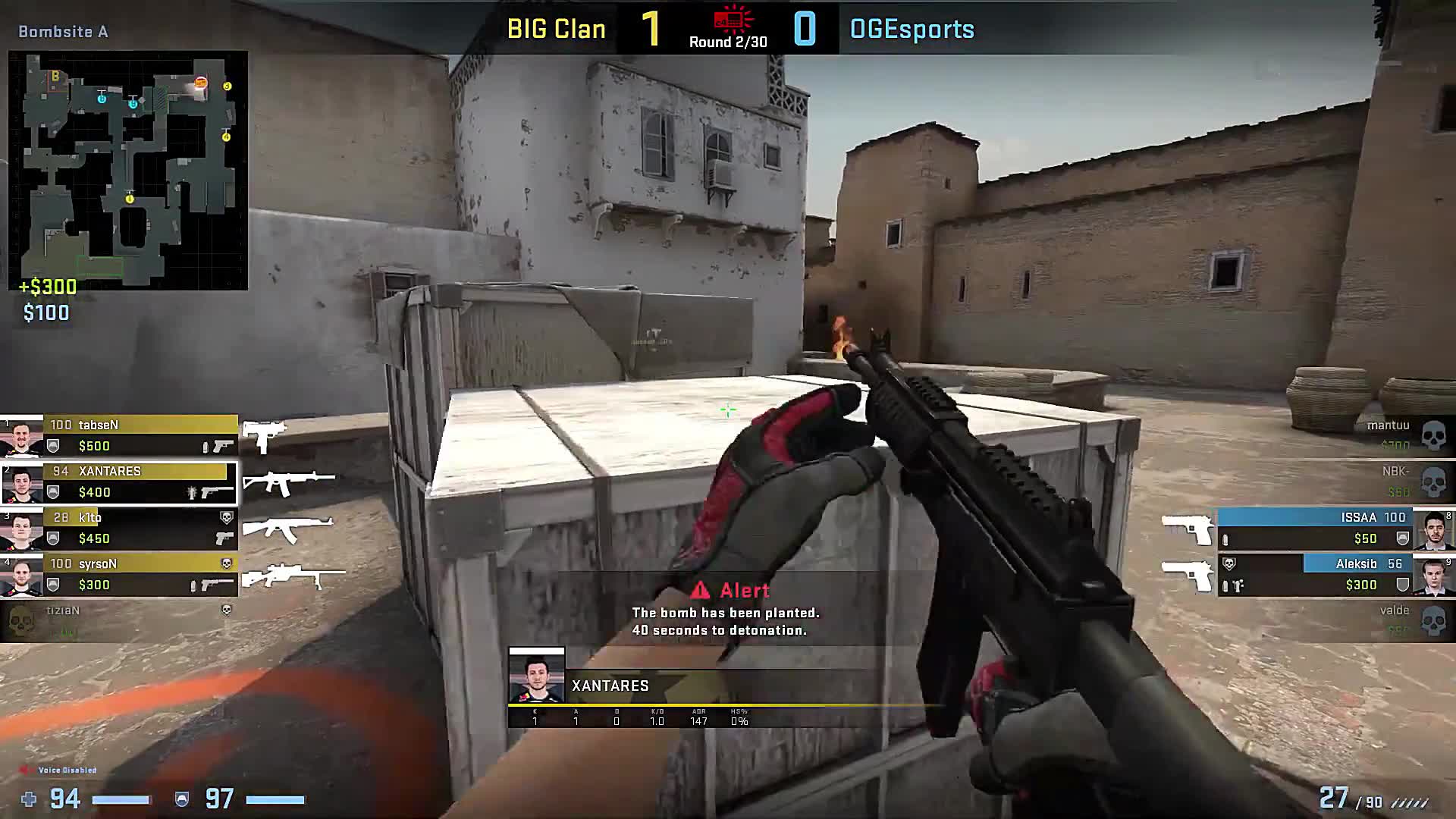 csgo职业哥第一视角 big xantares (24/16) vs og (de_dust2)_哔哩