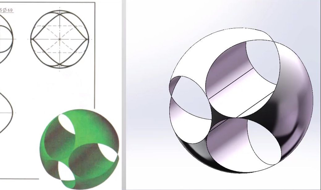 solidworks画镂空圆球图片