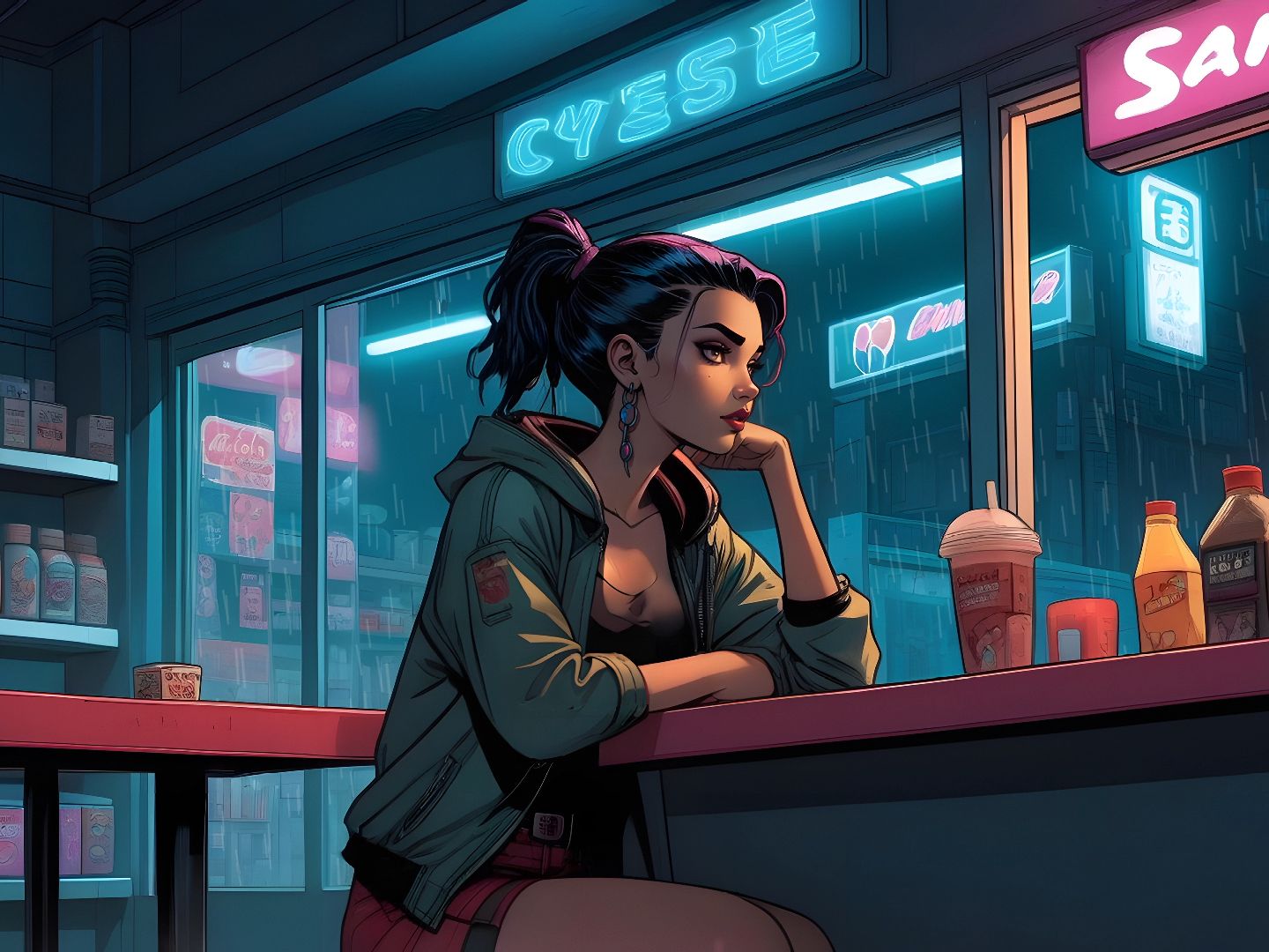 赛博朋克雨夜未来都市91