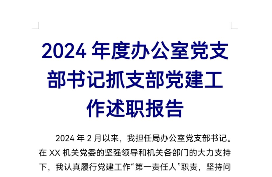 2024年度办公室党支部书记抓支部党建工作述职报告哔哩哔哩bilibili