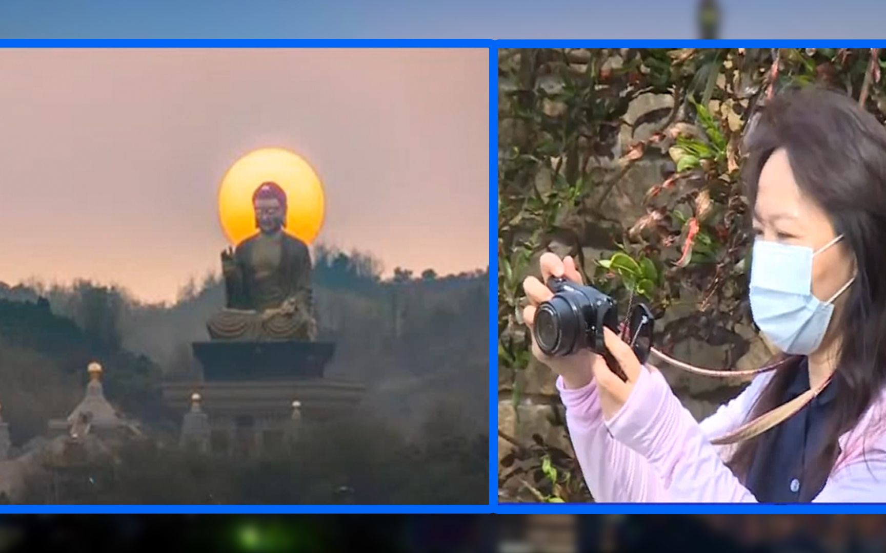 夕阳照耀大佛成“佛光乍现”美景,震撼网友“佛光山悬日”成巨作哔哩哔哩bilibili