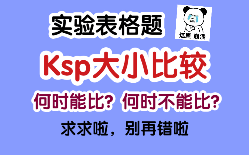 实验表格Ksp 大小比较,求求啦,别再错啦哔哩哔哩bilibili