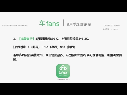 8月第3周汽车销量统计!哔哩哔哩bilibili