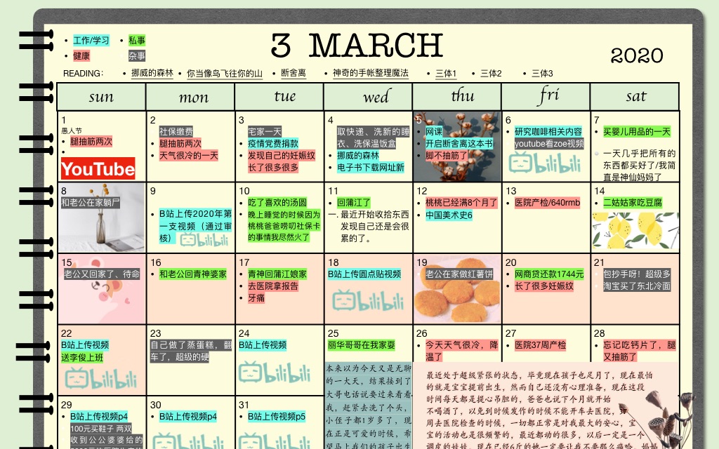 3月monthly月计划页面回顾/电子手帐/keynote/ipad/goodnotes/总之每个月都要记录下自己的生活呀!哔哩哔哩bilibili