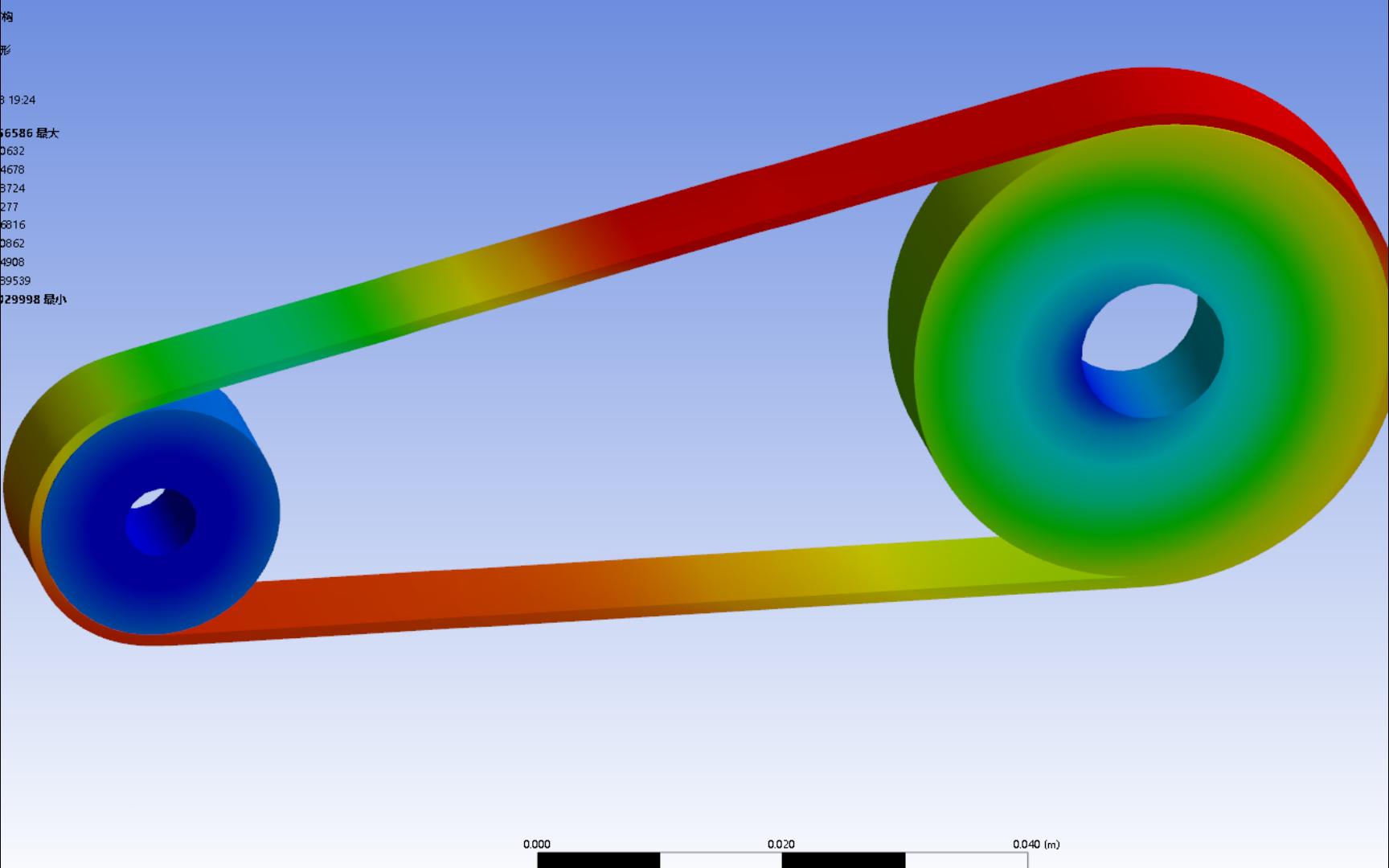 [图]ansys workbench 带传动瞬态结构仿真，中心距张紧和涨紧轮张紧