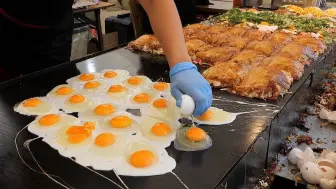 Download Video: 日本街头小吃：日式鸡蛋培根煎饼，用料十足！吃完又是元气满满的一天