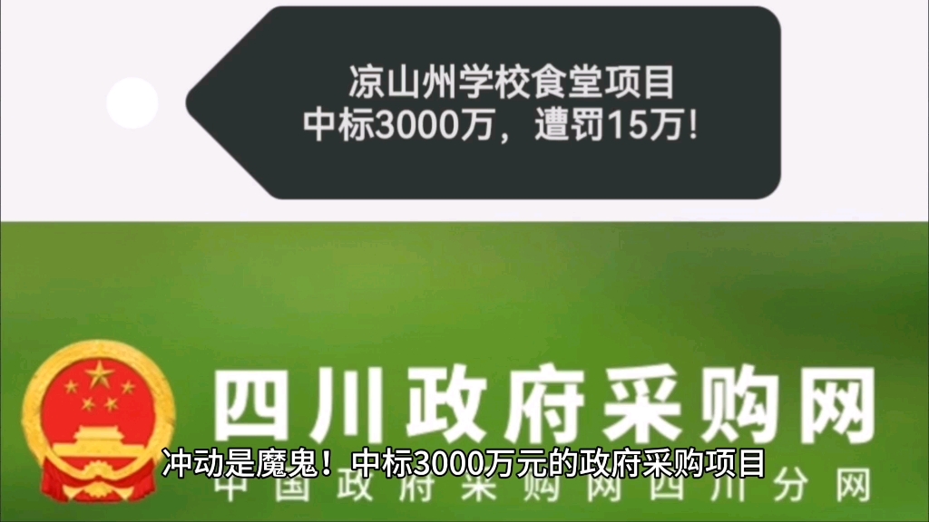 凉山州学校食堂项目:中标3000万,遭罚15万!哔哩哔哩bilibili