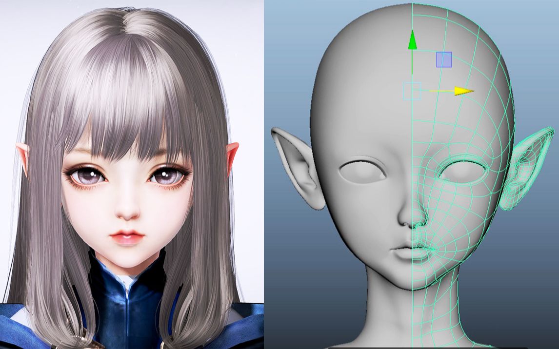 【maya建模】超详细讲解日韩小姐姐脸部及五官零基础布线,maya人物