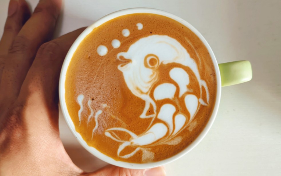 咖啡拿铁拉花-小丑鱼._哔哩哔哩_bilibili