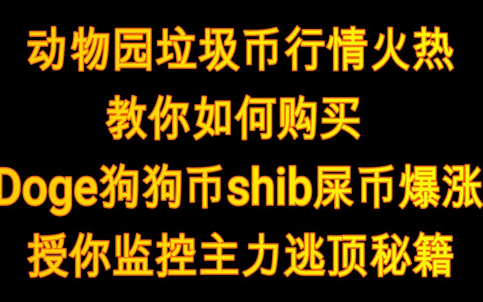 动物园垃圾币行情火热,教你如何在去中心化交易所购买;Dogecoin狗狗币shib屎币爆涨,授你监控主力何时卖出逃顶秘籍.哔哩哔哩bilibili