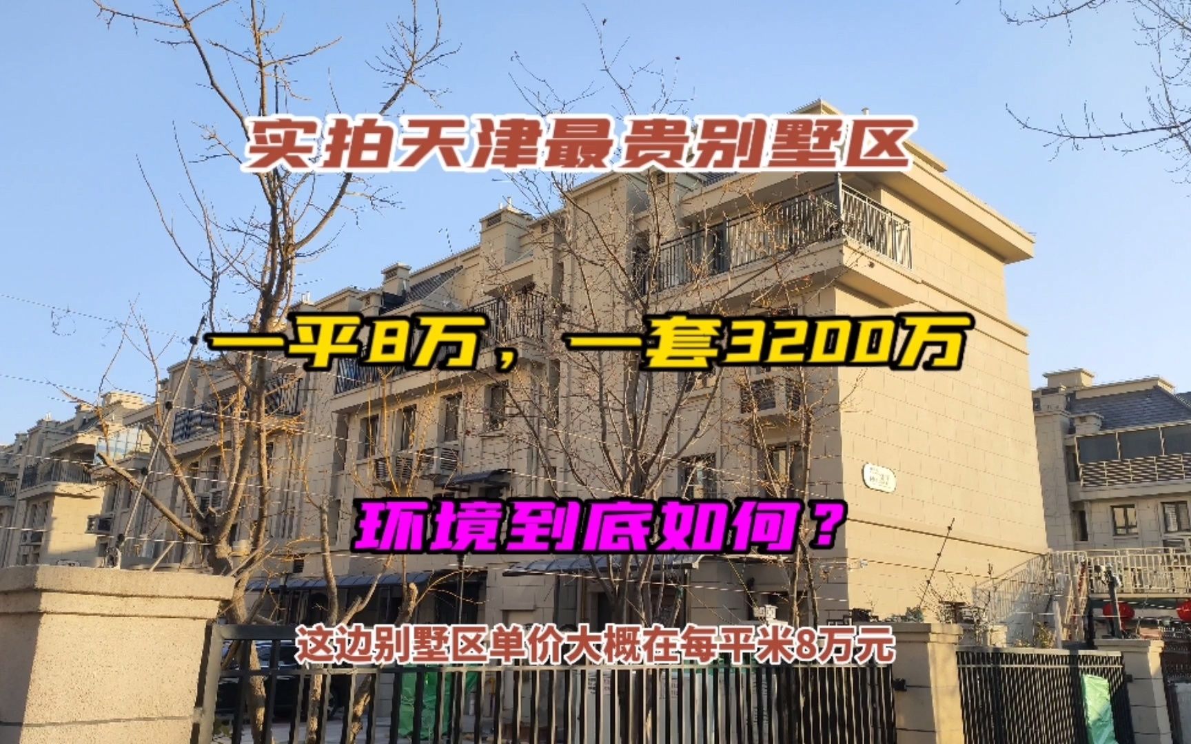 实拍天津最贵别墅区,一平8万一套3200万,环境到底如何?哔哩哔哩bilibili