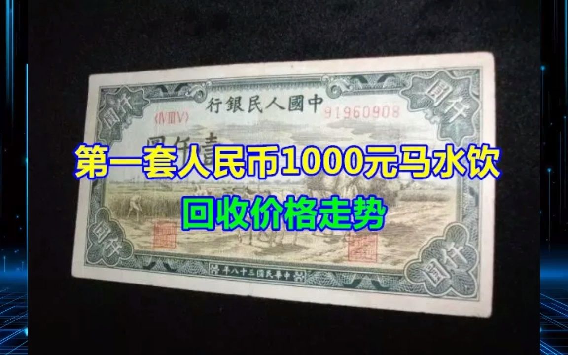 第一套人民币1000元马水饮回收价格走势哔哩哔哩bilibili