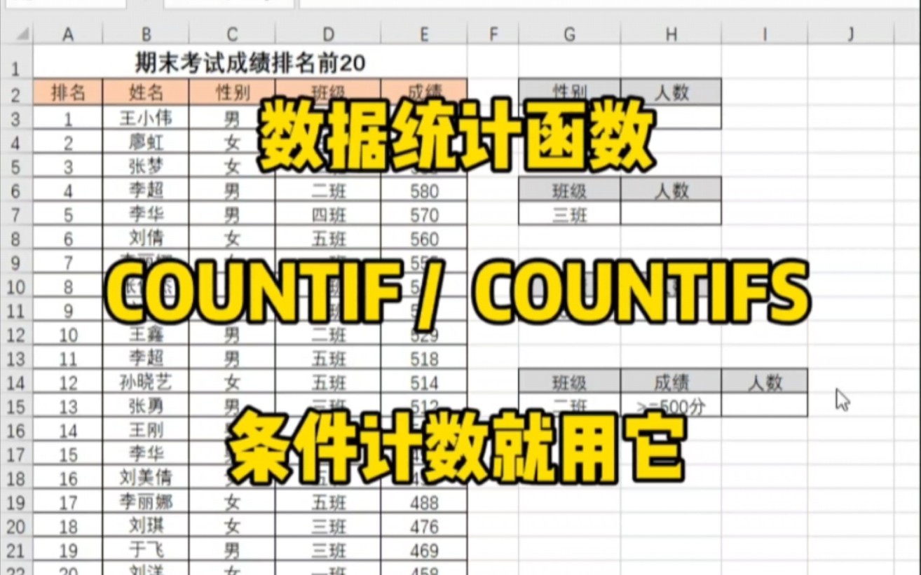 Excel条件计数函数COUNTIF / COUNTIFS函数基础用法,赶紧学起来吧~