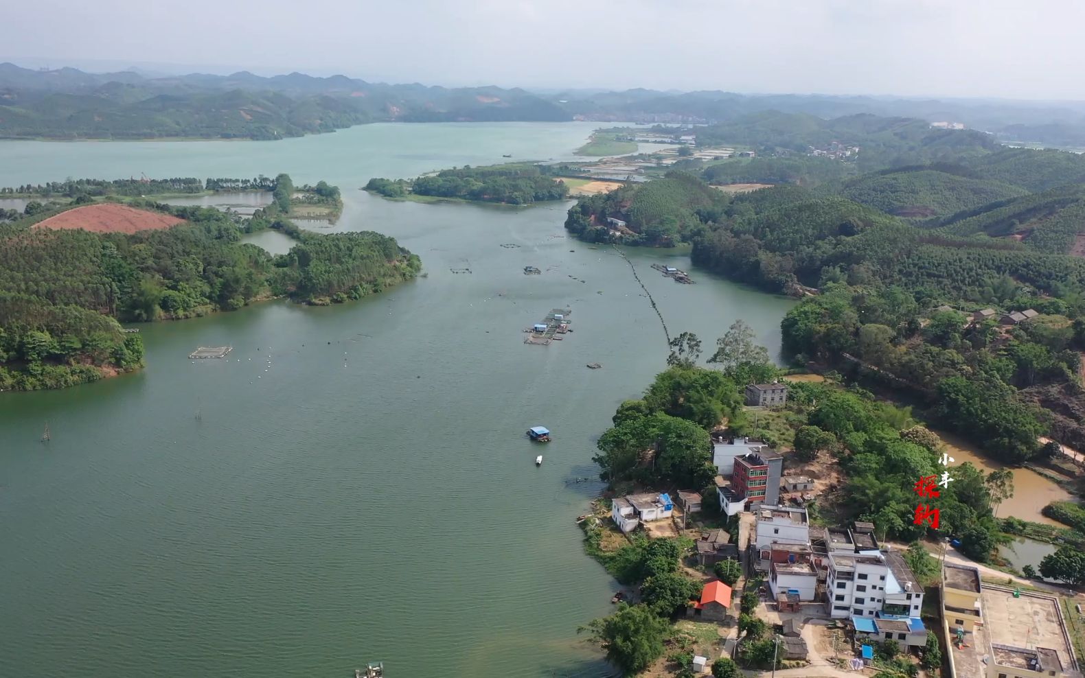 航拍广西横州新福白沙河,这里连接郁江,不可多得的野钓圣地