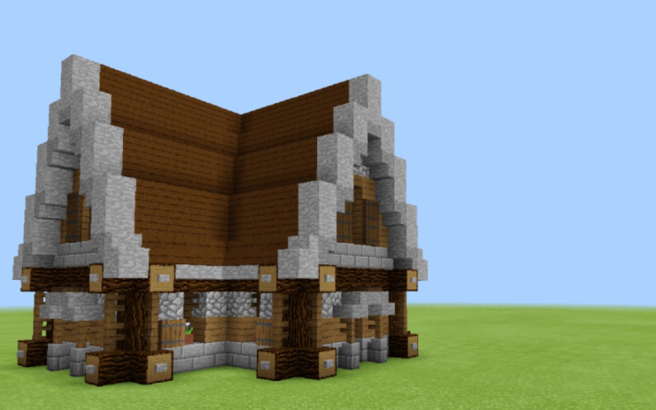 (我的世界/mc)生存也能造的十字形中世纪小屋 简单易懂的中世纪小屋