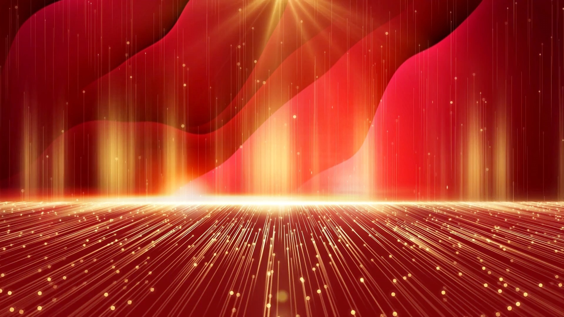 中国红 红色大气震撼 光线光效 视频背景