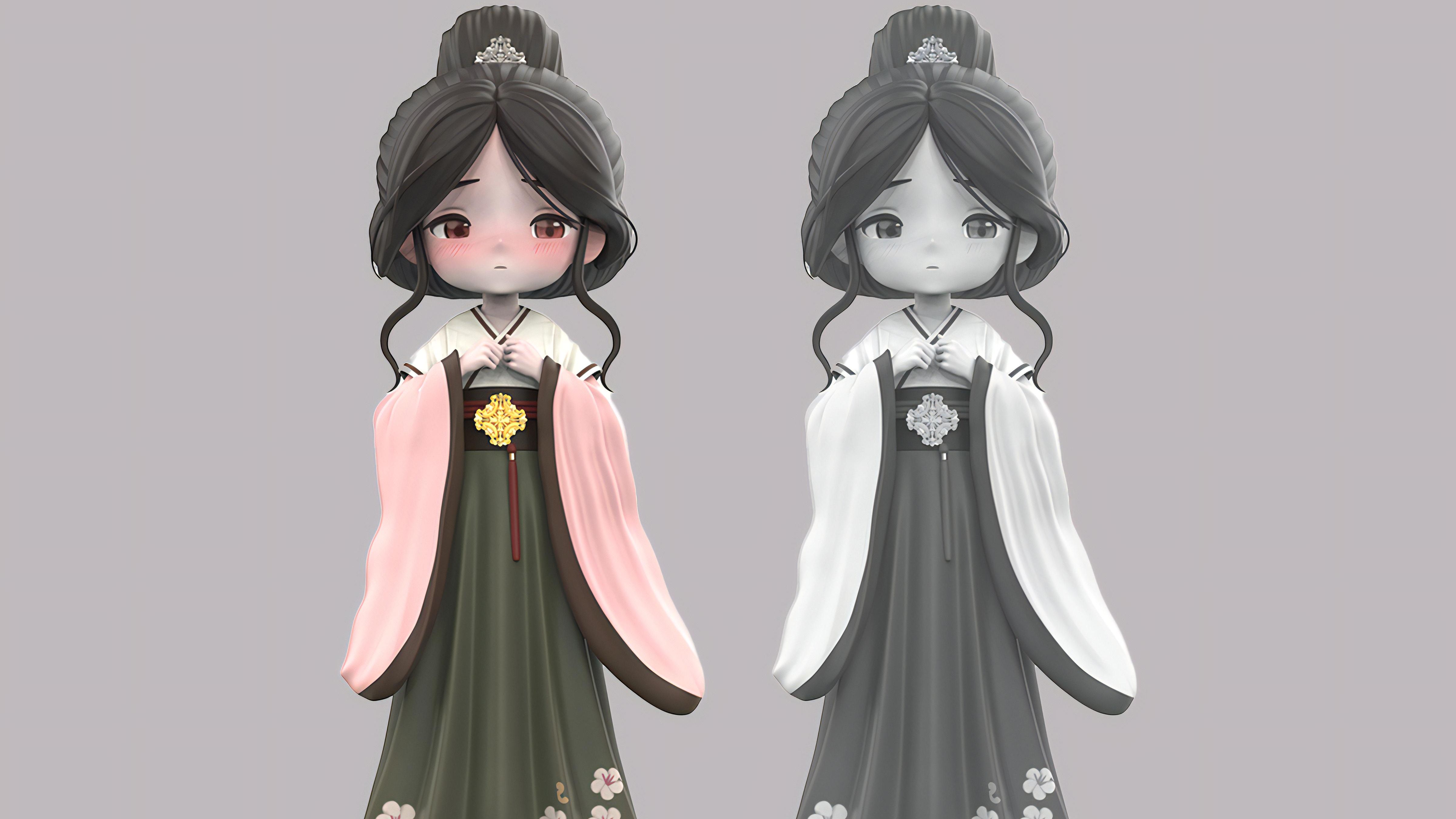 【zbrush雕刻】简单q版古风手办角色,从0到上色全过程详解!