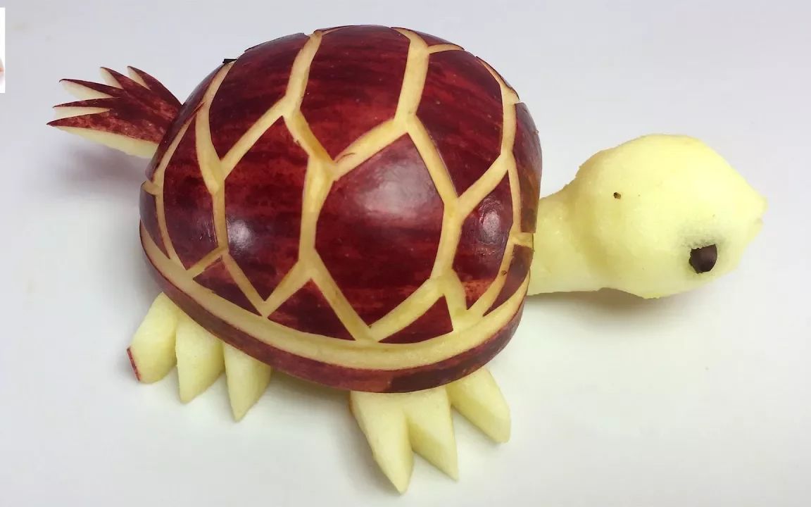 【创意料理】如何制作苹果龟-水果雕刻装饰-食品艺术装饰_哔哩哔哩_bi
