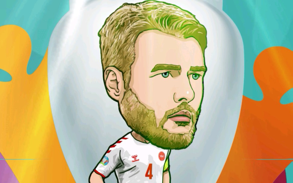 大陶画大咖—漫画欧洲杯丹麦队球星克亚尔