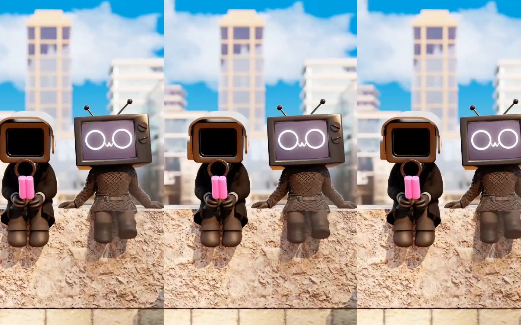 可爱的女电视人来啦你们想知道电视人是怎样吃雪糕的吗 就离谱