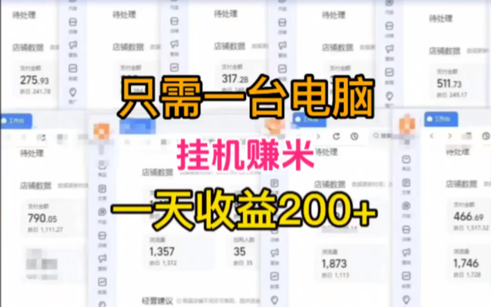 只需一台电脑,做副业自动挂机赚钱,亲测日入200+哔哩哔哩bilibili