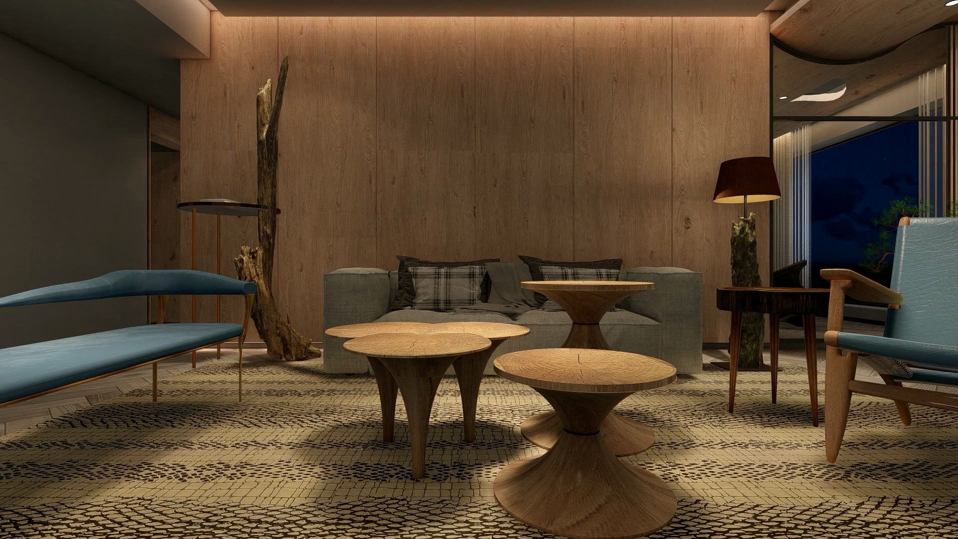 lumion10  室内原木风 夜间视频