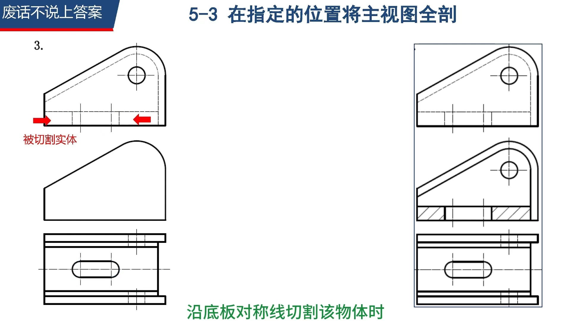 [图]《工程制图》答案讲解  5-3 在指定的位置将主视图全剖