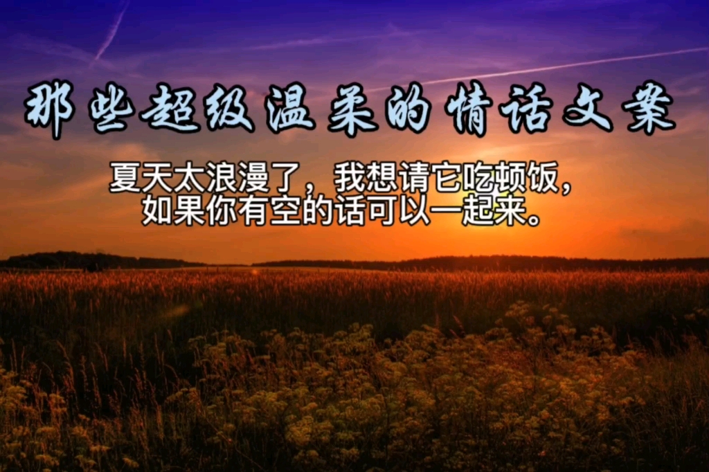 那些超级温柔的情话文案———夏天太浪漫了,我想请它吃顿饭,如果你有空的话可以一起来.哔哩哔哩bilibili