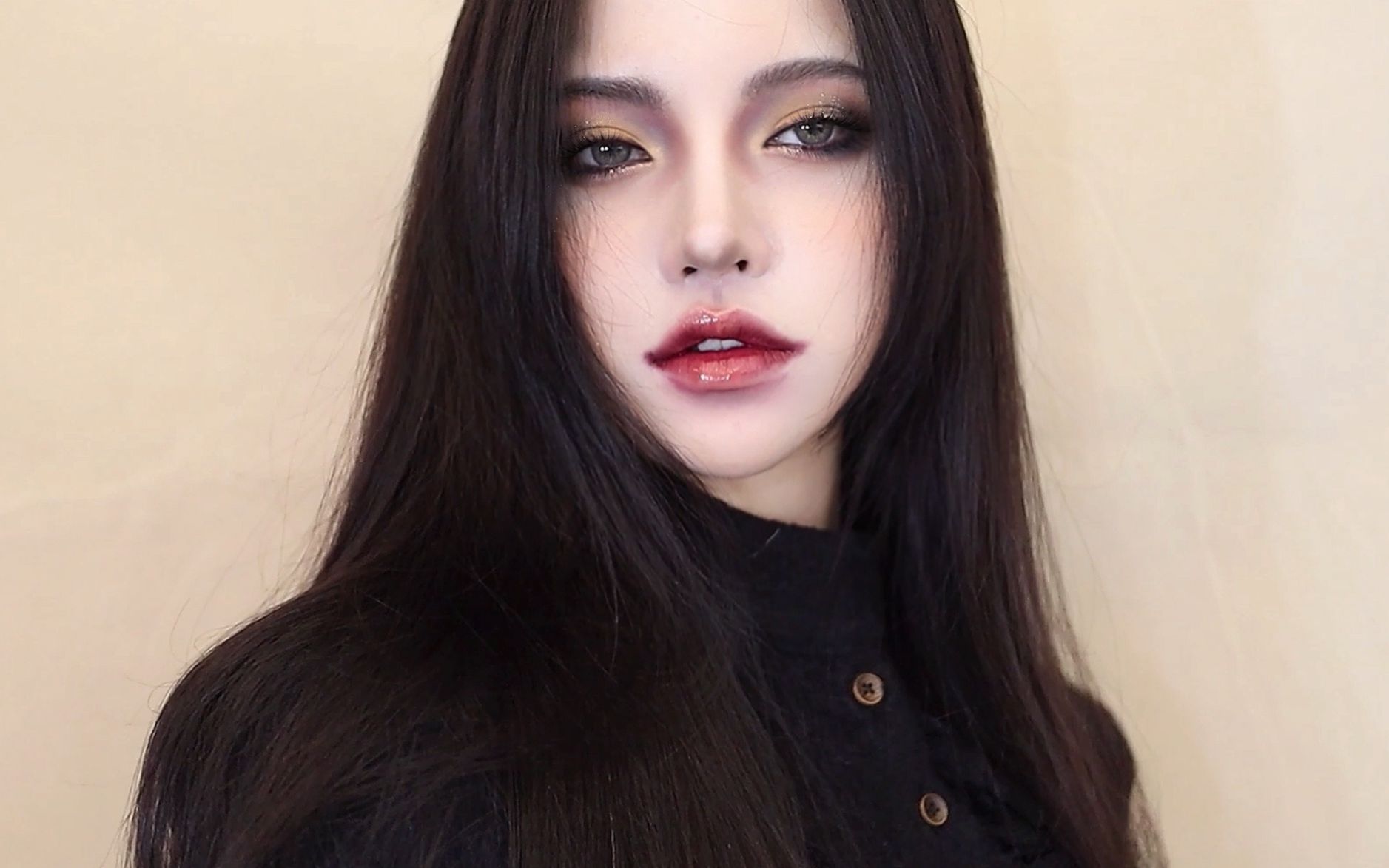 真人版bjd娃娃妆禁欲系冷感烟熏璀璨黑曜石