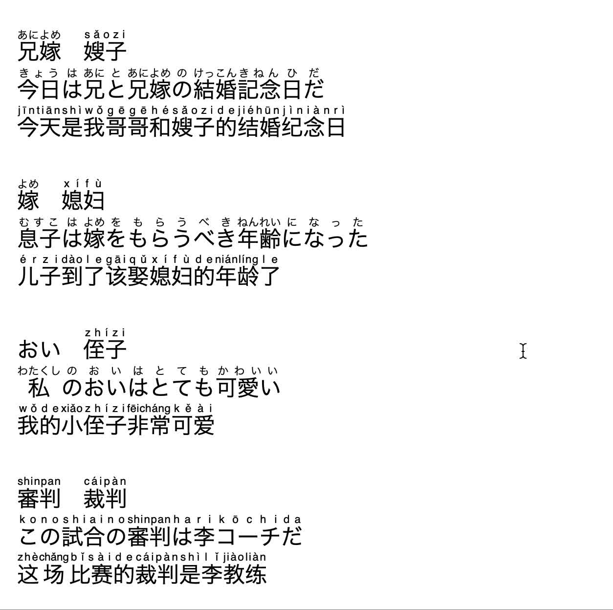 「日常日语」兄嫁(嫂子),嫁(媳妇),おい(侄子),审判(裁判)的使用方法哔哩哔哩bilibili