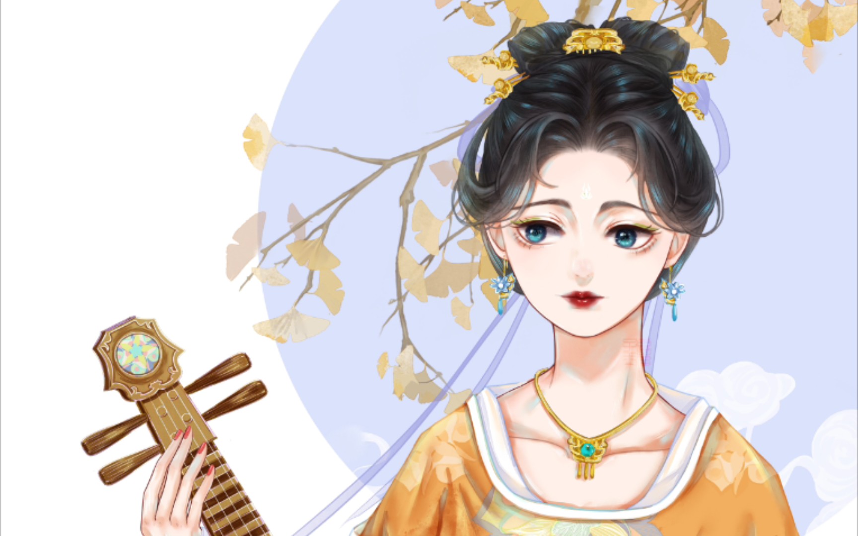 国乐中阮拟人【古风美人绘画过程】_哔哩哔哩_bilibili