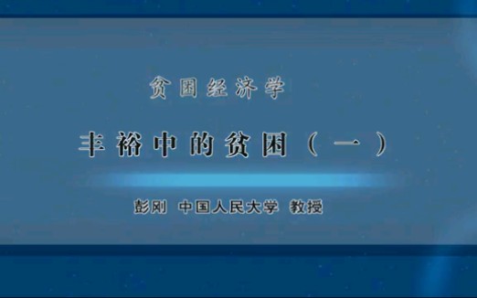 贫困经济学(一)彭刚哔哩哔哩bilibili