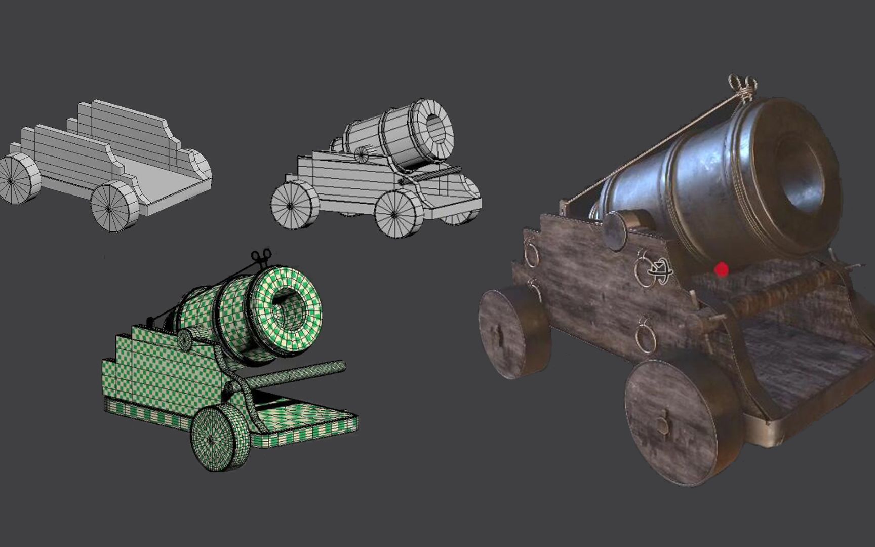 3dmax游戏道具建模教程-3d建模制作-复古大炮