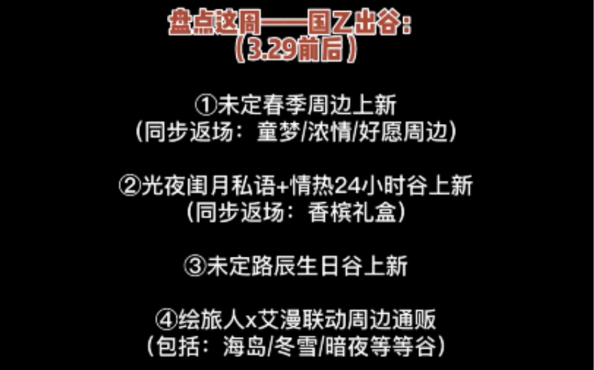 [图]【3月29日·国乙出谷情况】盘点这周国乙周边出谷！特别提醒别忘未定的童梦浓情限时返场哟！！