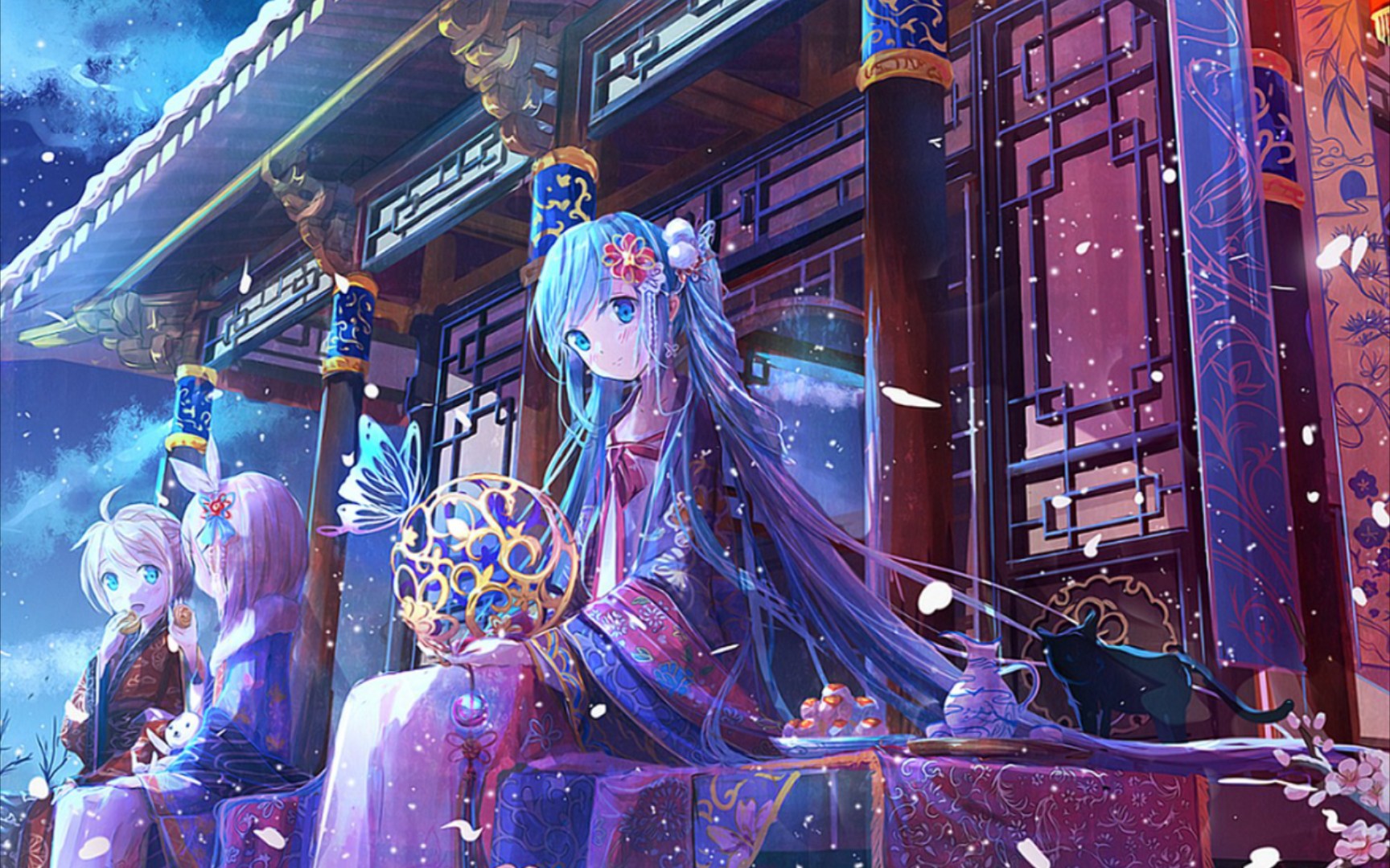 【和风 初音ミク】胧月 朦胧春月下,思念随风飞散_哔哩哔哩 (゜-゜)つ