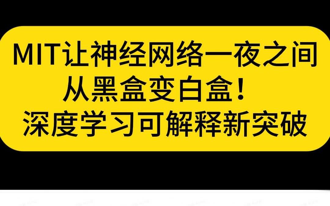 MIT让神经网络一夜之间从黑盒变白盒! 深度学习可解释新突破哔哩哔哩bilibili