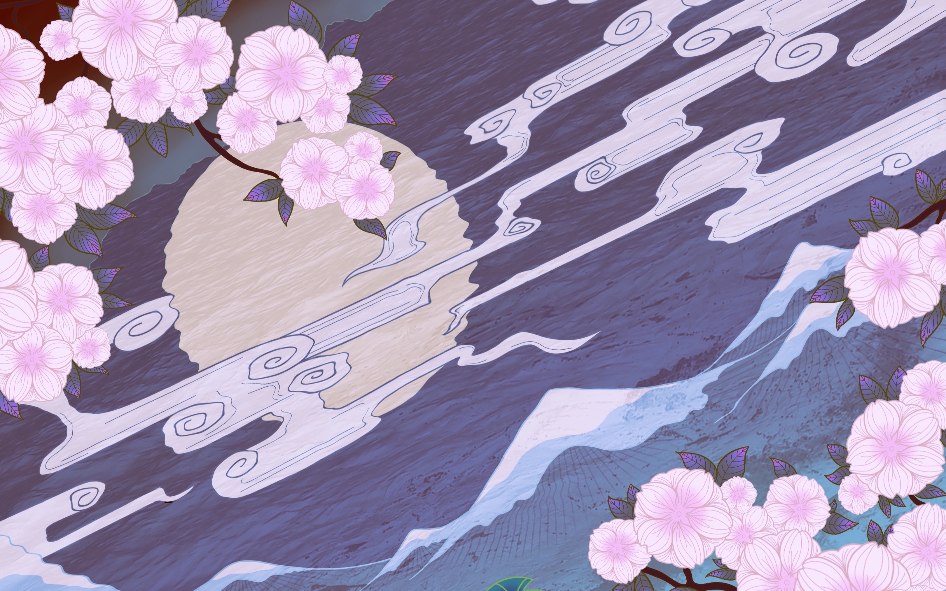 「procreate绘画过程/水中月」插画彩插绘画过程/来画水面倒影中的