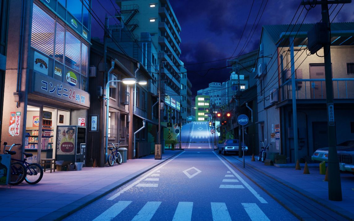 电脑壁纸日本动漫街道图片