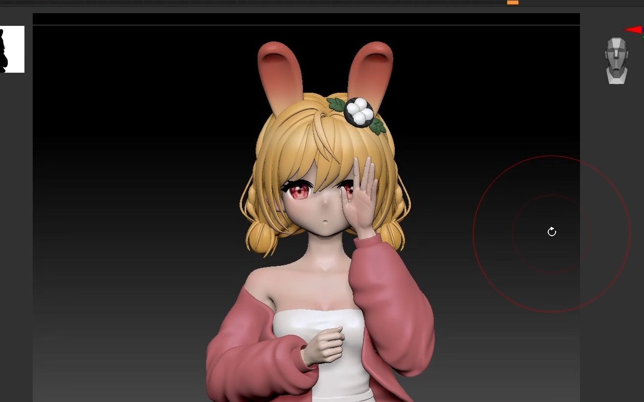 【zbrush雕刻】卡通二次元小姐姐3d模型上色渲染全流程講解