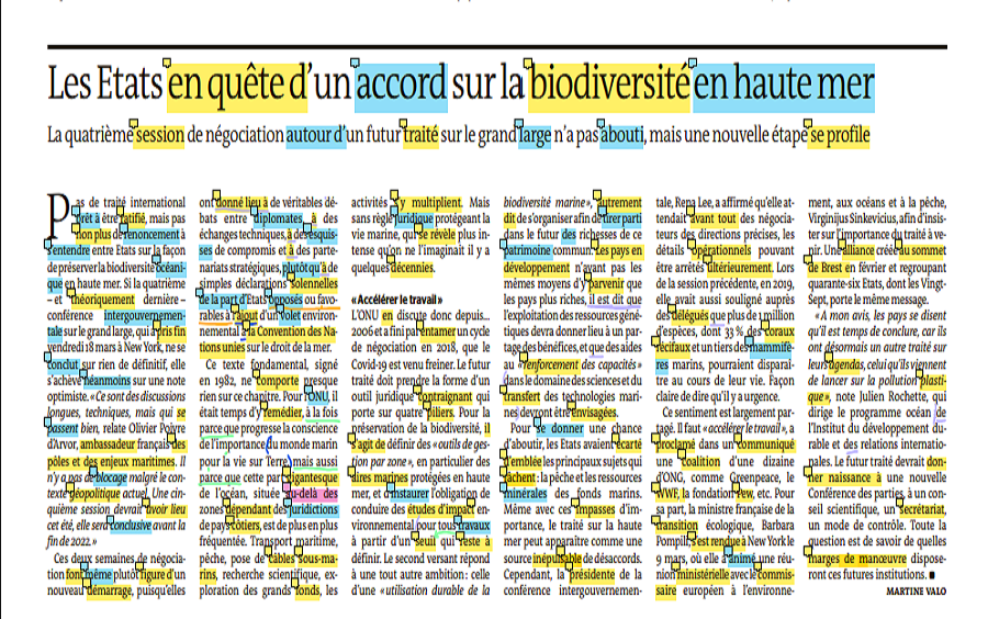 [图]法语外刊精读 3 / Le monde 世界报 / 各国共同寻求公海生物多样性条约