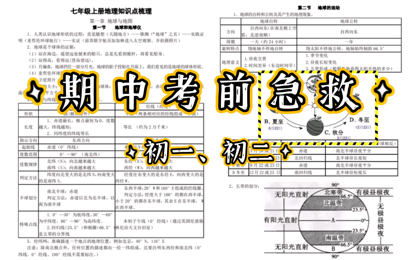 [图]十分钟考前急救：初中（七、八年级）地理期中重点串讲【爆爆/干货】