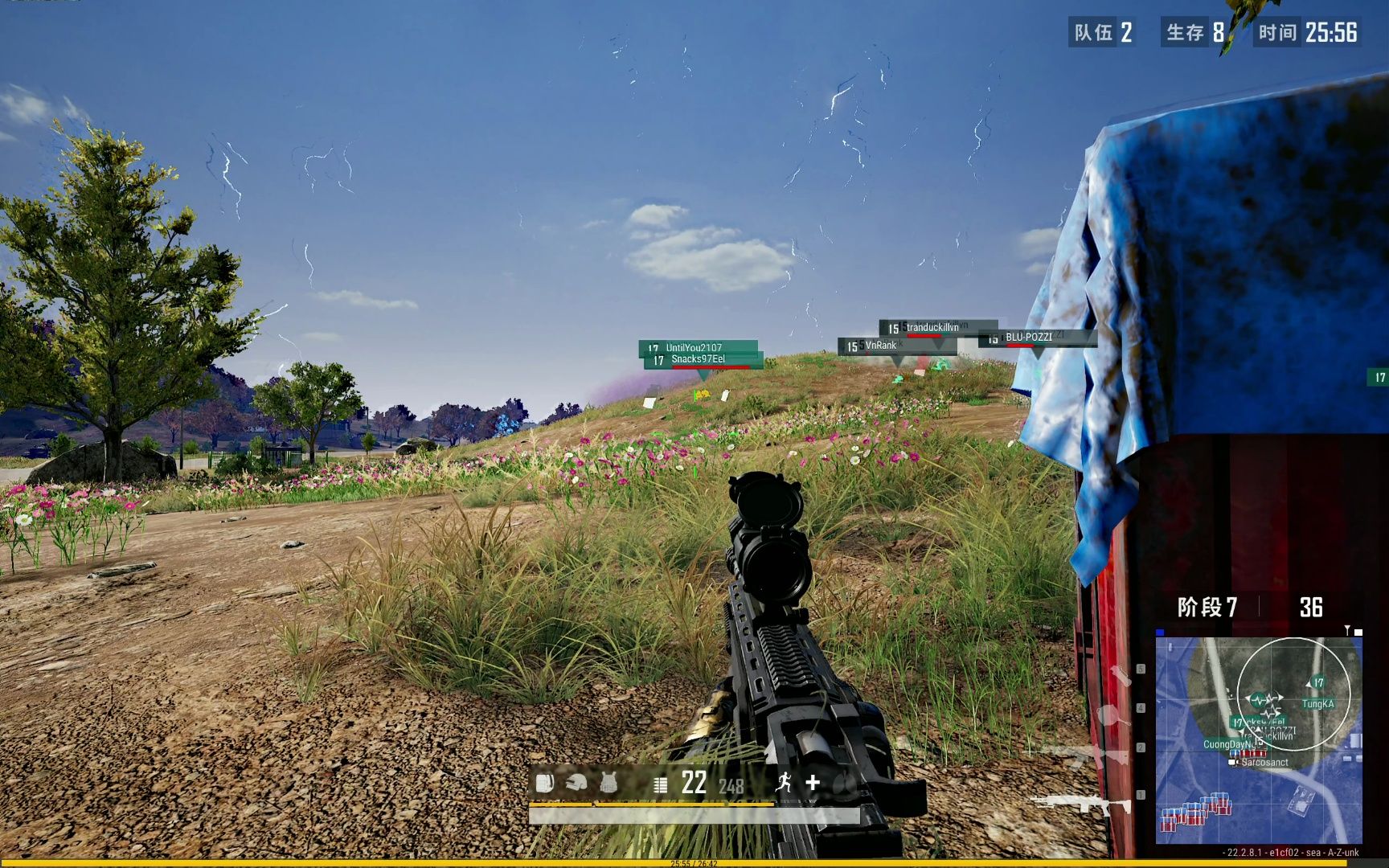 [pubg] fpp四排競技模式 mk14全自動絲血反殺