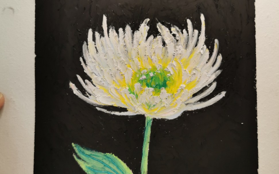 油画棒白菊送英雄慢速绘画过程