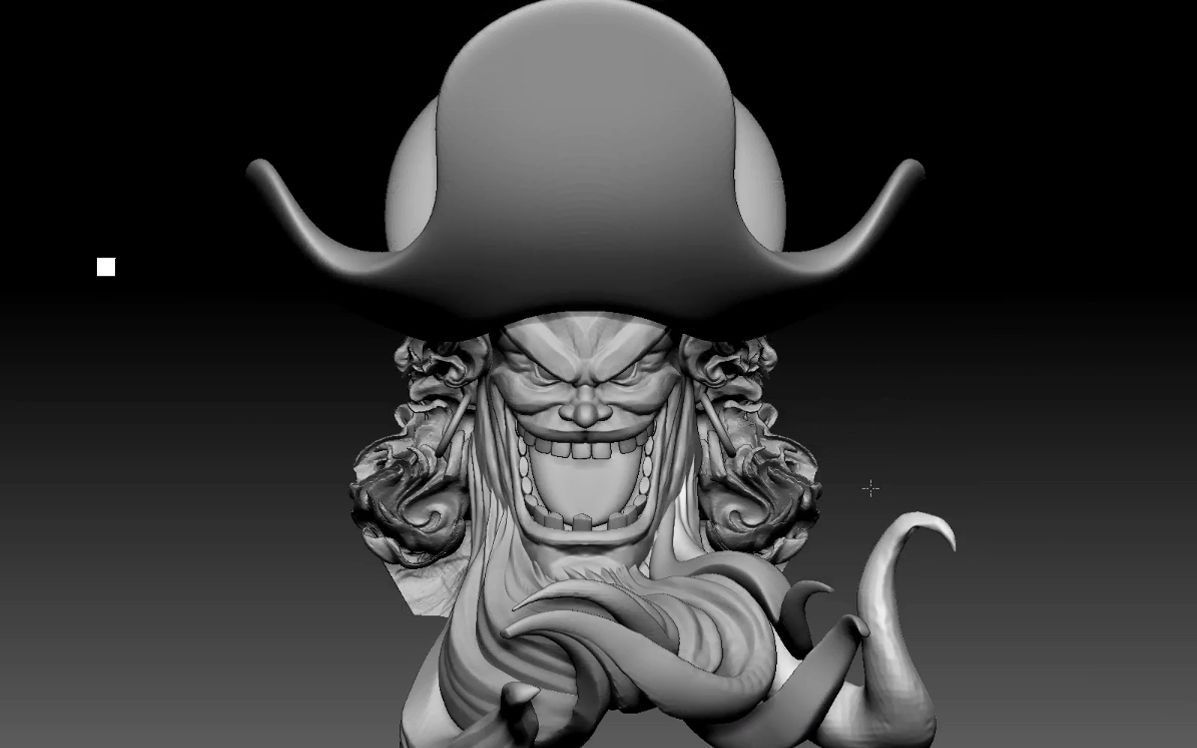 【zbrush】3小时制作海贼王"黑胡子"手办模型,zb人物角色高模雕刻教程